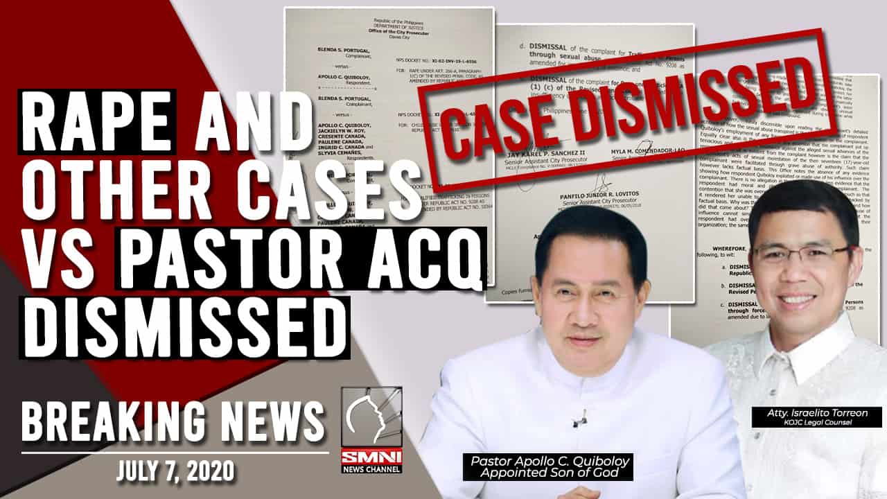 Davao City Prosecutor’s Office Dismisses Rape and Other Charges vs Pastor Quiboloy